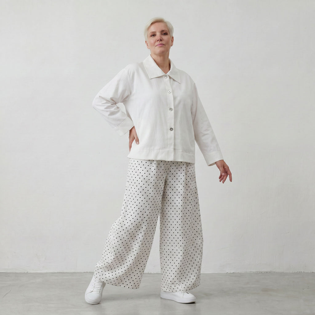 Marlene-Hose im Karo-Jacquard-Look für den Sommer