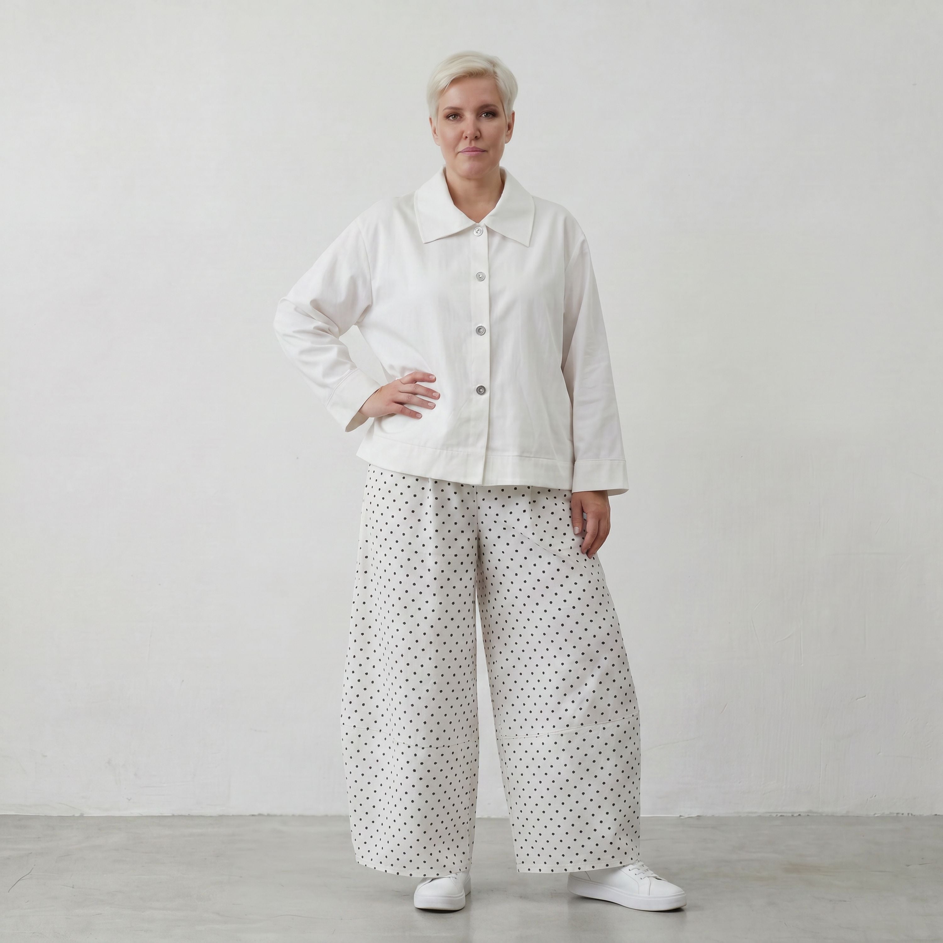 Marlene-Hose im Karo-Jacquard-Look für den Sommer