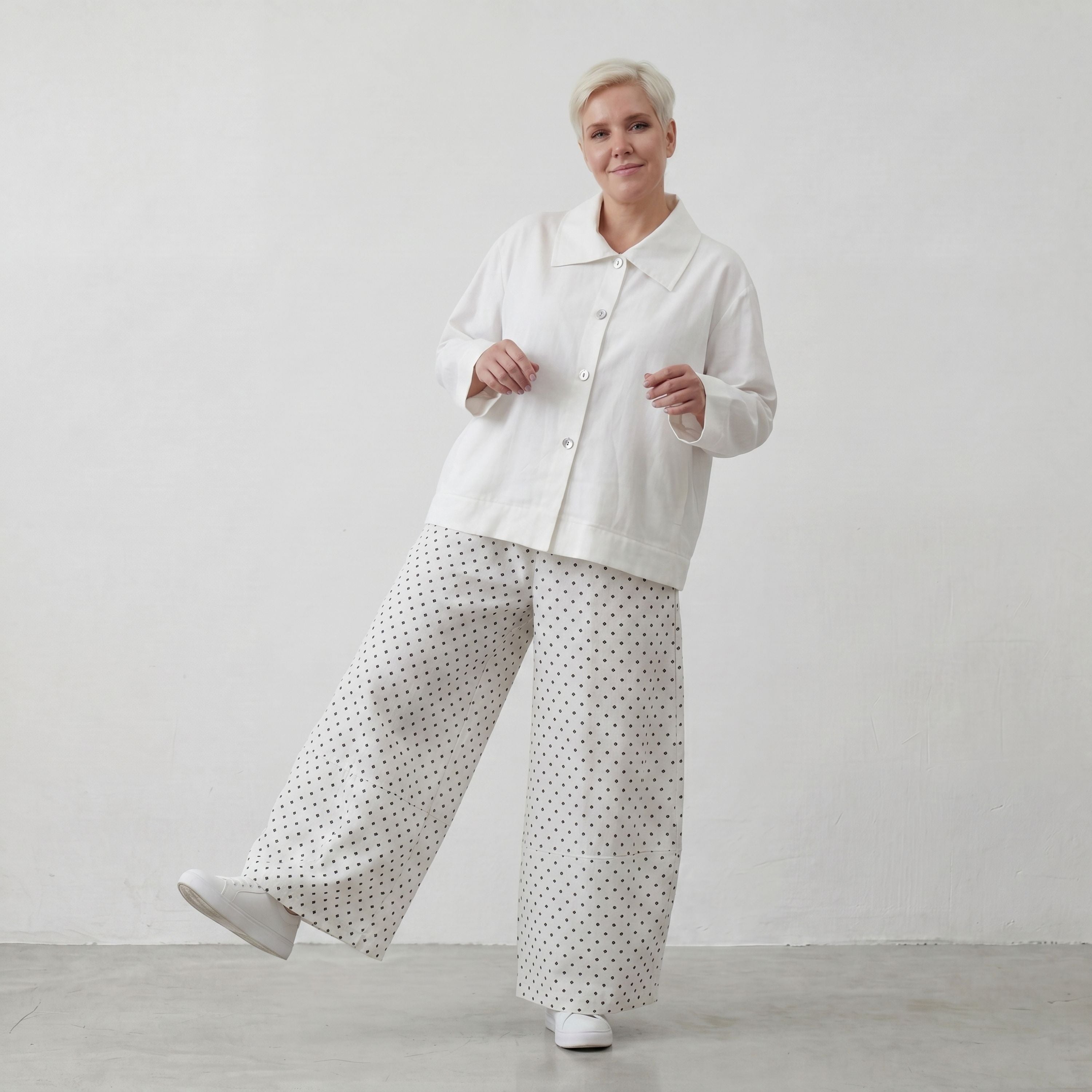 Marlene-Hose im Karo-Jacquard-Look für den Sommer