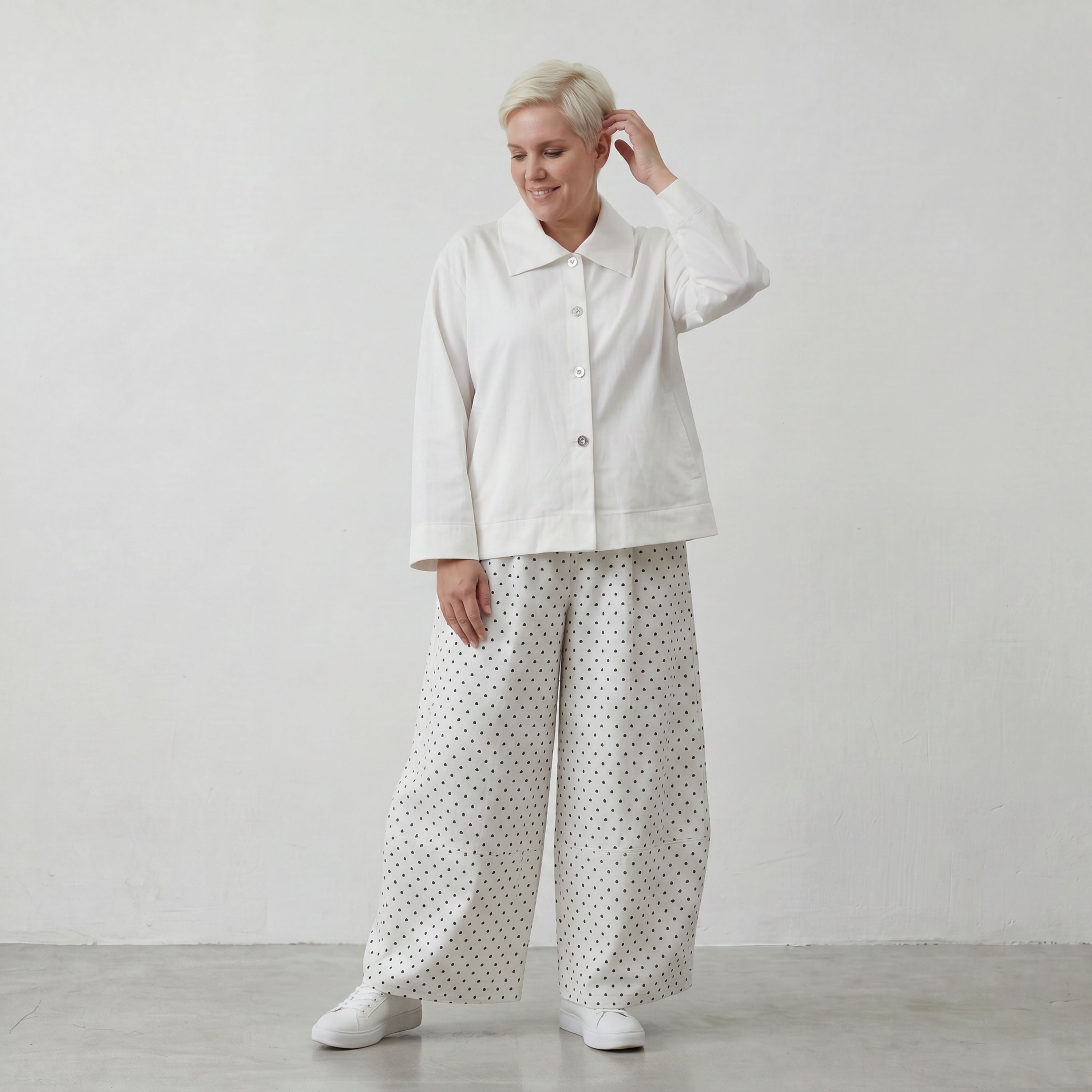 Marlene-Hose im Karo-Jacquard-Look für den Sommer