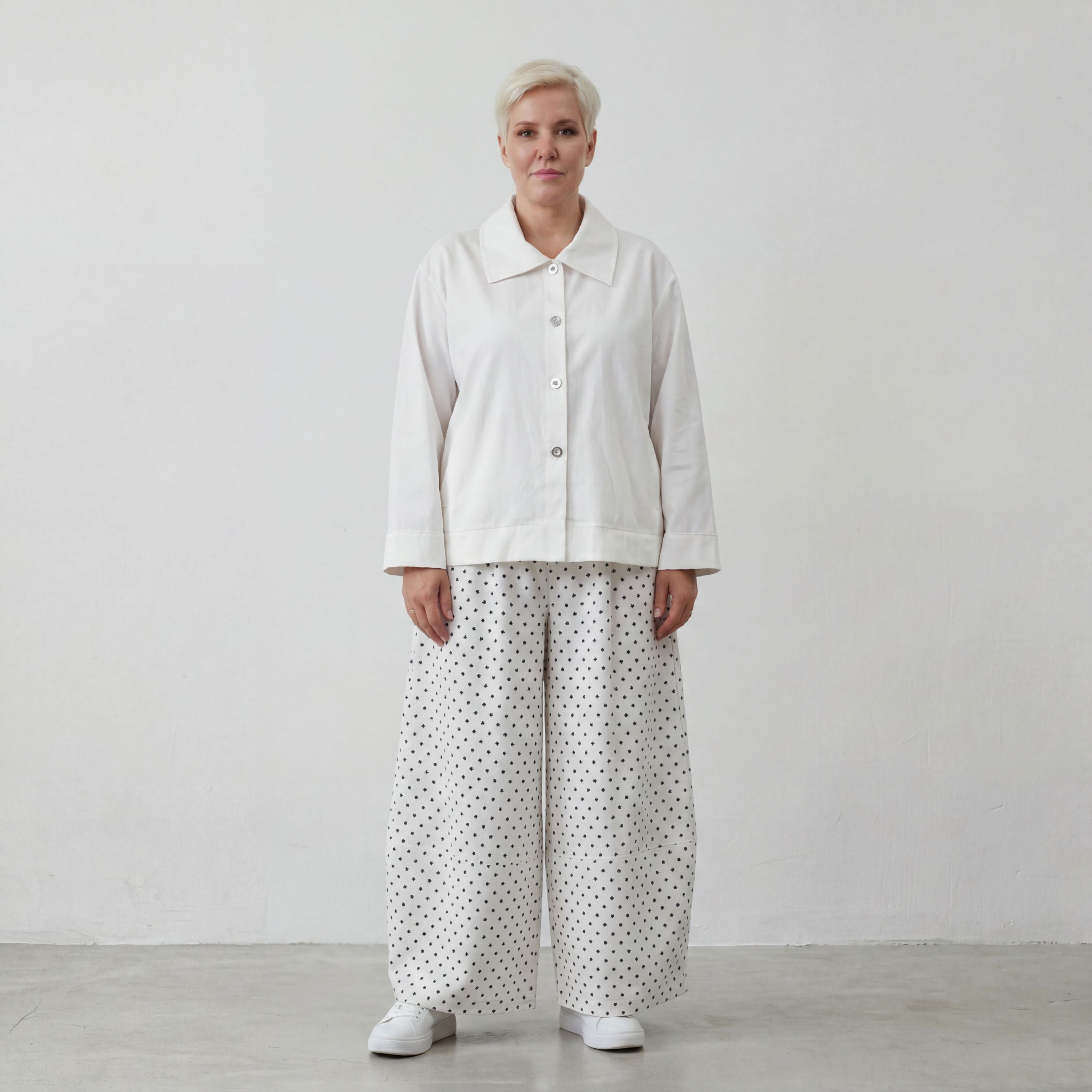 Marlene-Hose im Karo-Jacquard-Look für den Sommer