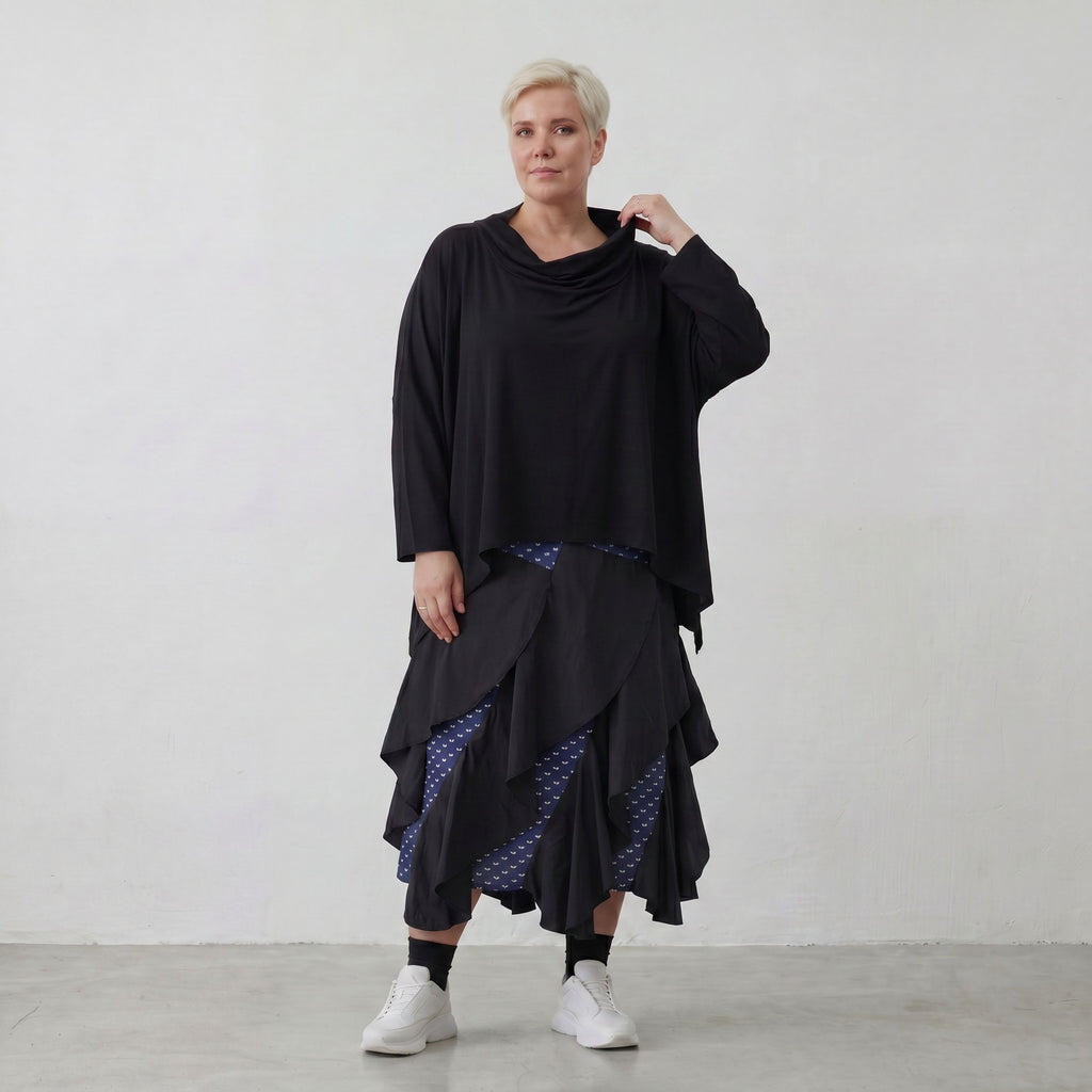 Sommerlicher Jacquard-Rock mit elastischem Bund in Karomuster