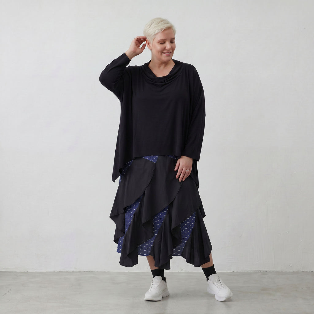 Sommerlicher Jacquard-Rock mit elastischem Bund in Karomuster