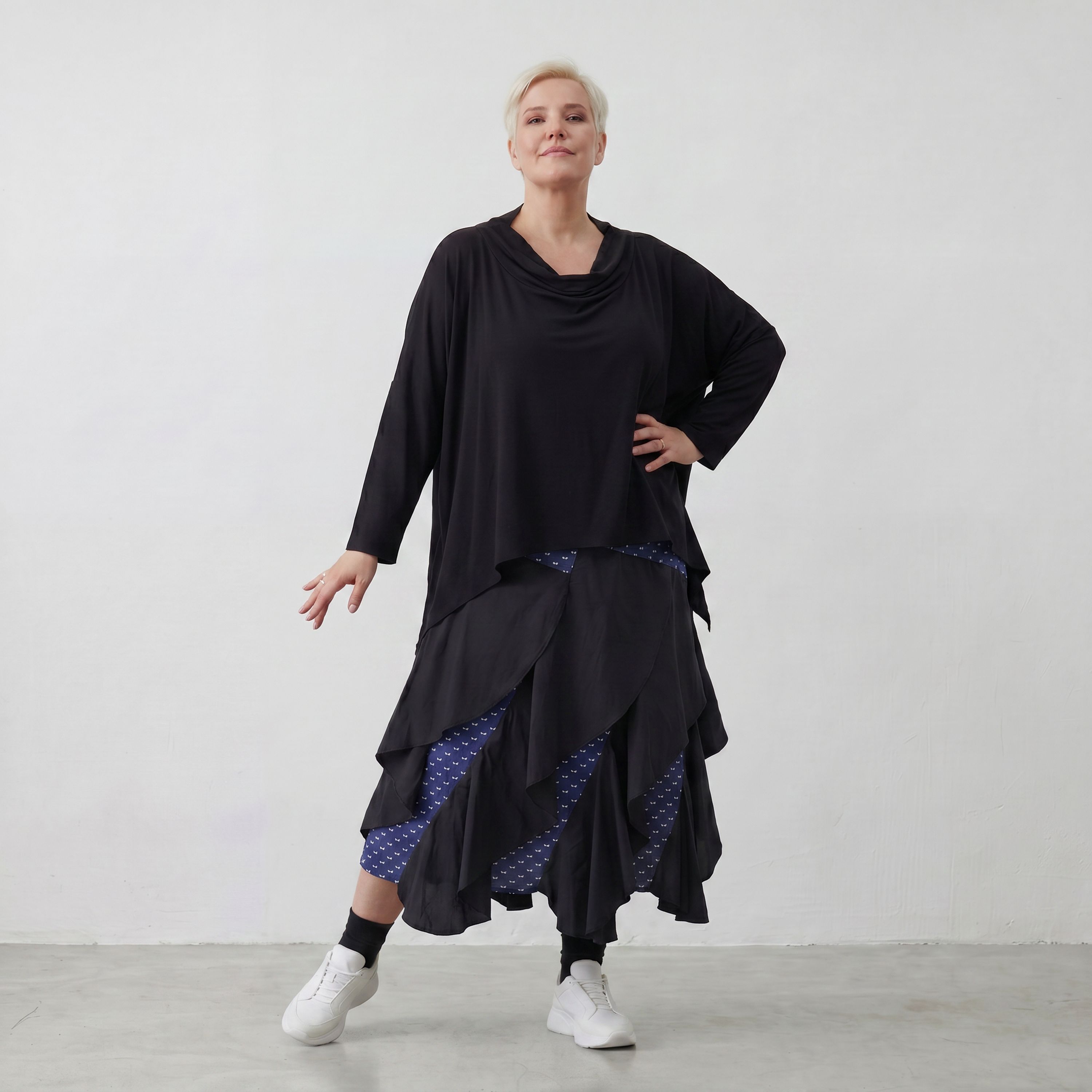 Sommerlicher Jacquard-Rock mit elastischem Bund in Karomuster