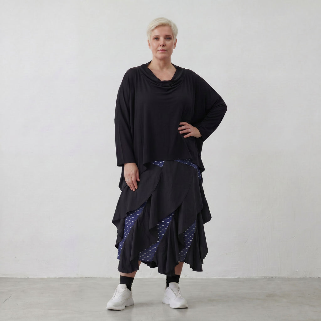Sommerlicher Jacquard-Rock mit elastischem Bund in Karomuster
