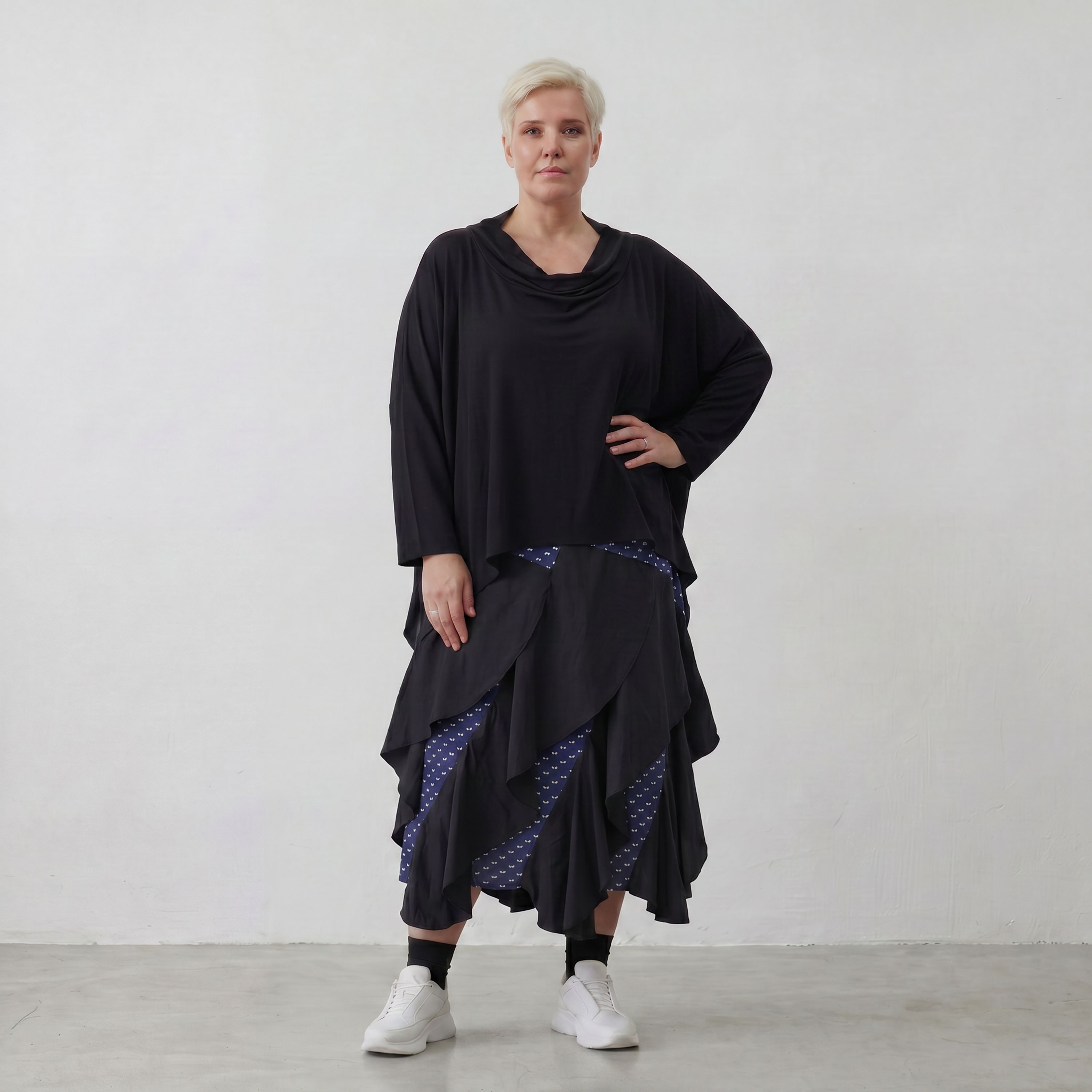 Sommerlicher Jacquard-Rock mit elastischem Bund in Karomuster