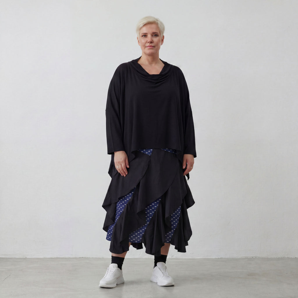 Sommerlicher Jacquard-Rock mit elastischem Bund in Karomuster