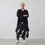 Sommerlicher Jacquard-Rock in Weiß-Schwarz mit elastischem Bund
