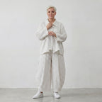 Luftige Ballon-Hose im Karomuster mit weitem Bein und Jacquard