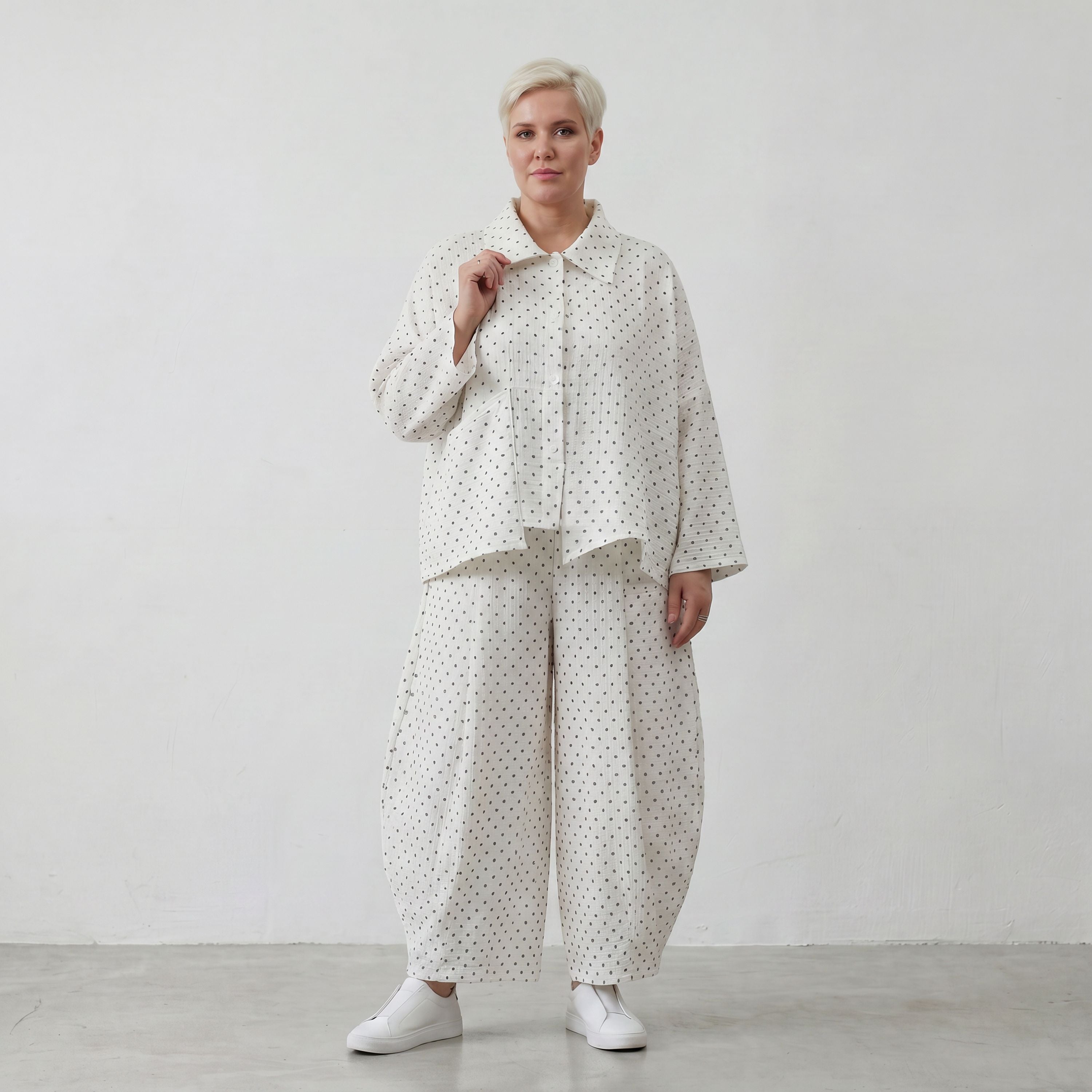 Leichte Jacquard-Jacke mit Hemdkragen im Karo-Dessin