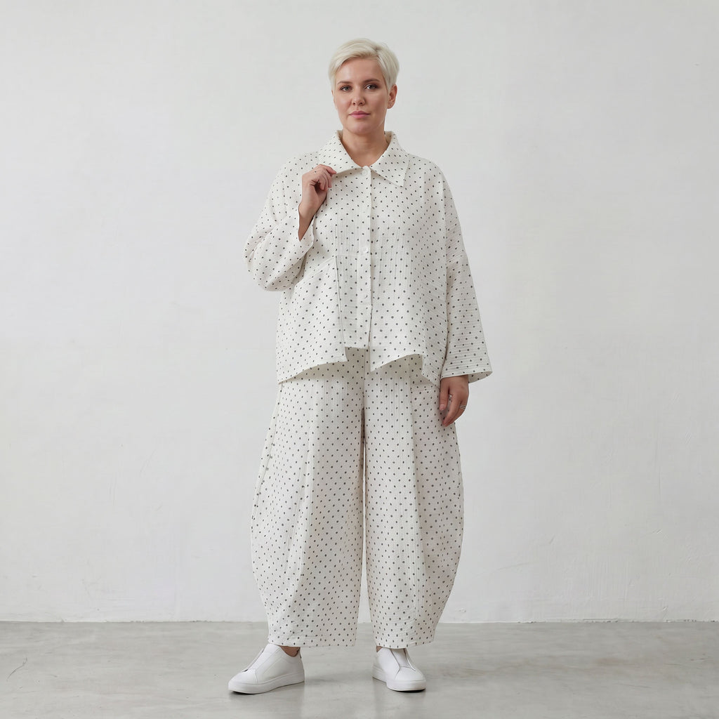 Luftige Ballon-Hose im Karomuster mit weitem Bein und Jacquard