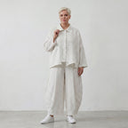 Luftige Ballon-Hose im Karomuster mit weitem Bein und Jacquard