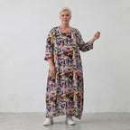 Luftiges Ballonkleid aus Viskose-Popeline in drei Farben