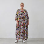 Luftiges Ballonkleid aus Viskose-Popeline in drei Farben
