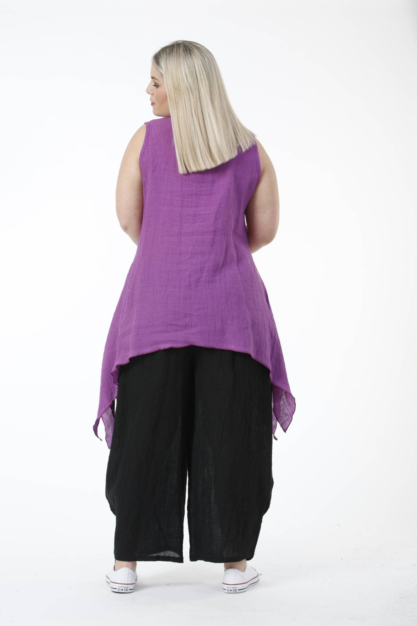 Sommer Top in A-Form aus er Leinen Qualität, Leinen-Crush in Lila