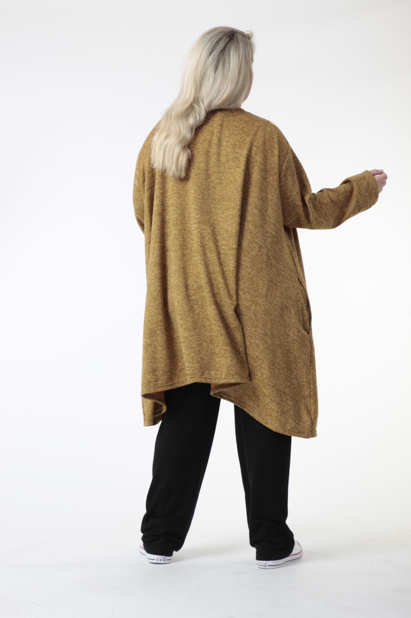 Winter jacket in A-shape made of fine knit quality, Silvia in mustard