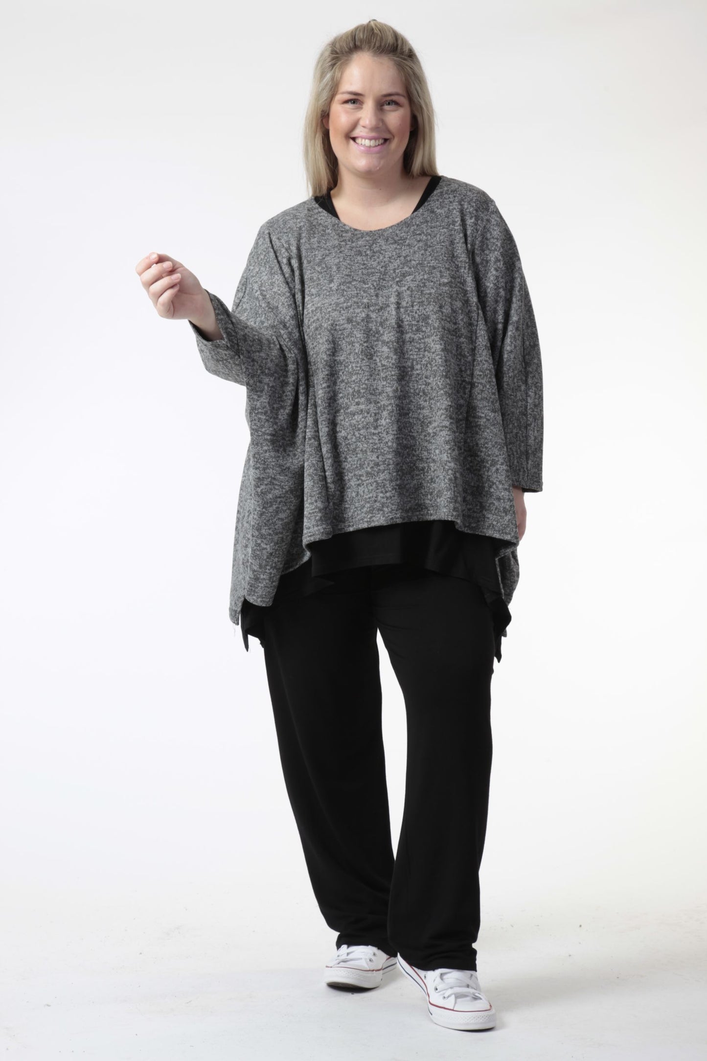 Winter big shirt in the shape of a fine knit quality, Silvia in gray