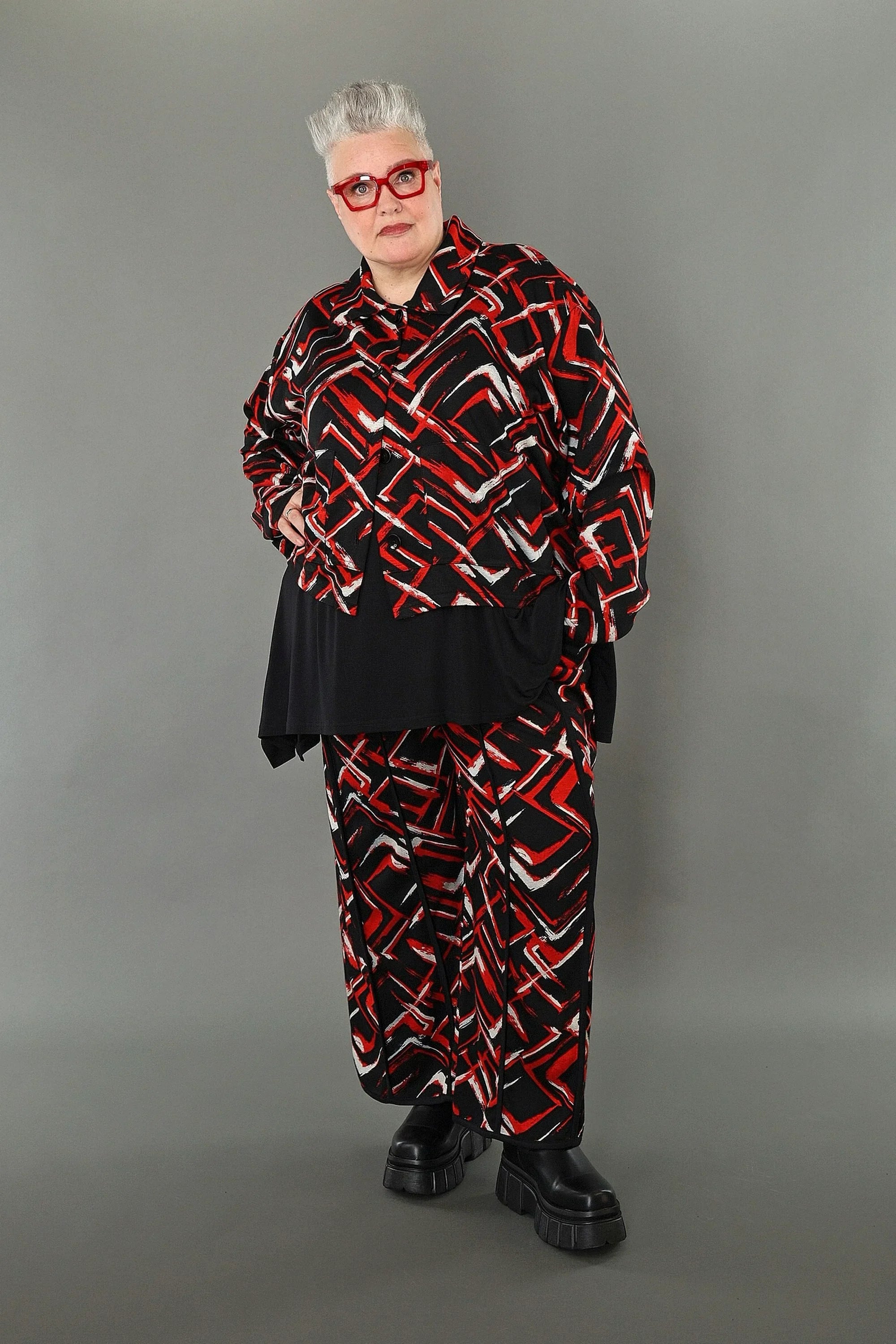 AKH Fashion 6910 Jacket, Black-Red-White