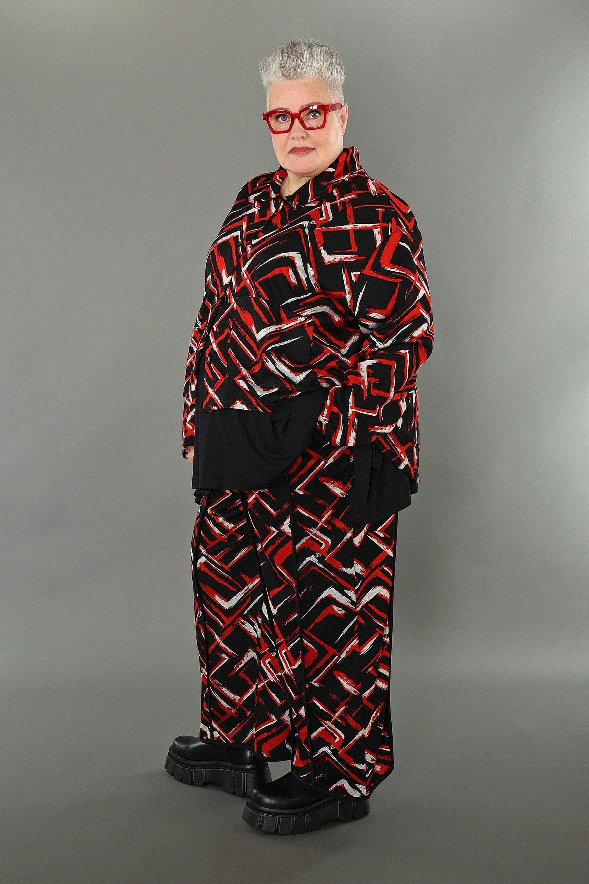 AKH Fashion 6910 Jacket, Black-Red-White