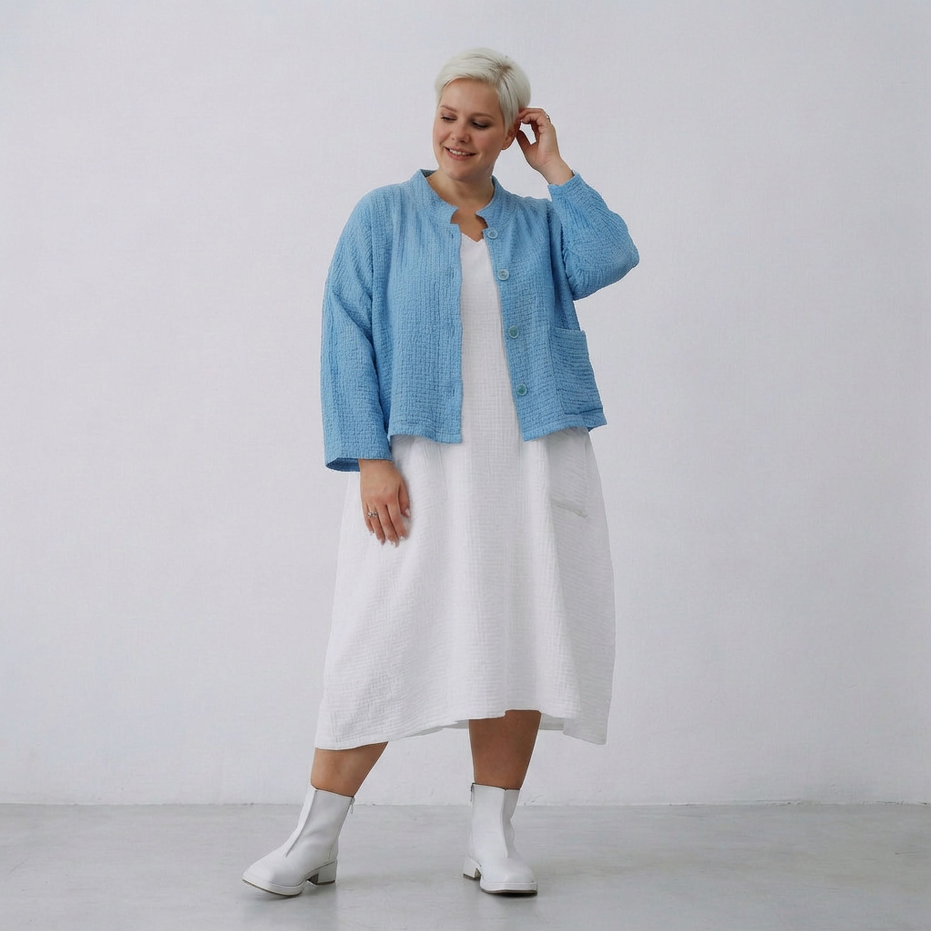 AKH Fashion 6929 Jacket, Turquoise