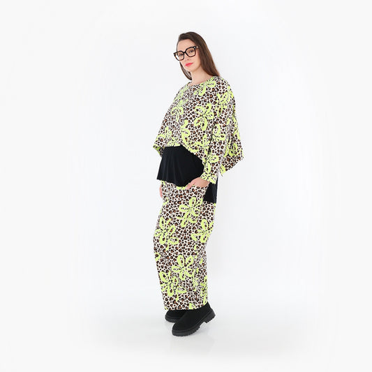 AKH Fashion 7011 Überwurf, Beige-Braun-Neongrün