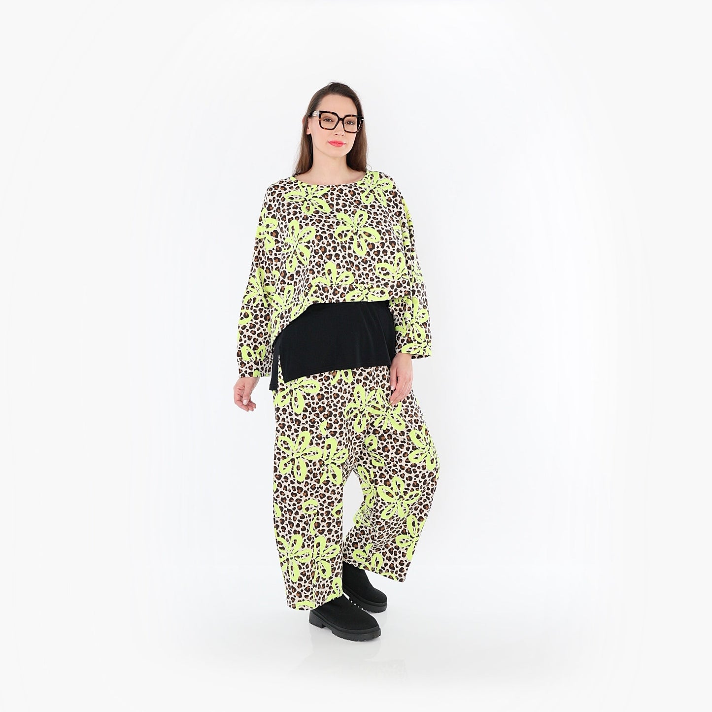 AKH Fashion 7011 Überwurf, Beige-Braun-Neongrün