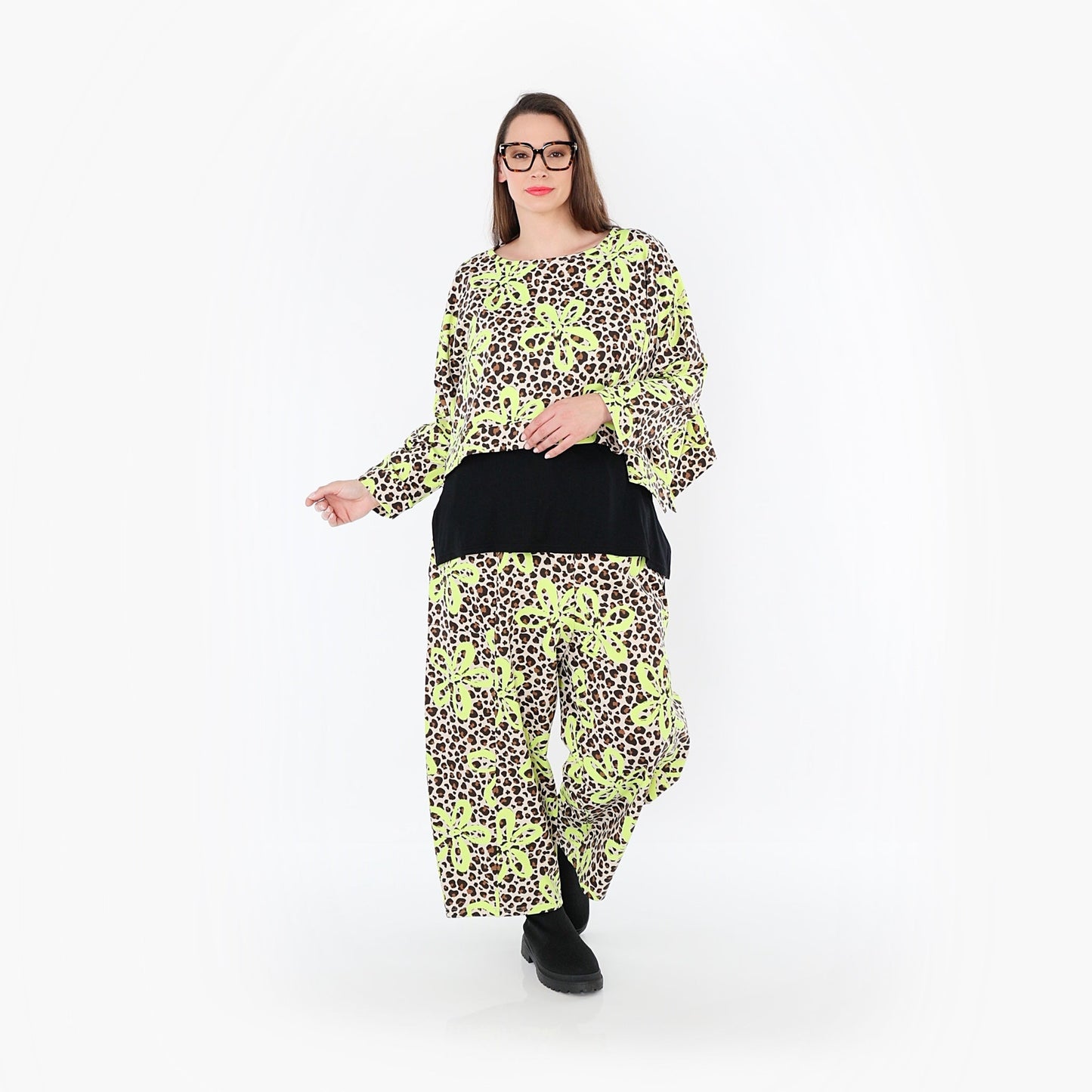 AKH Fashion 7011 Überwurf, Beige-Braun-Neongrün