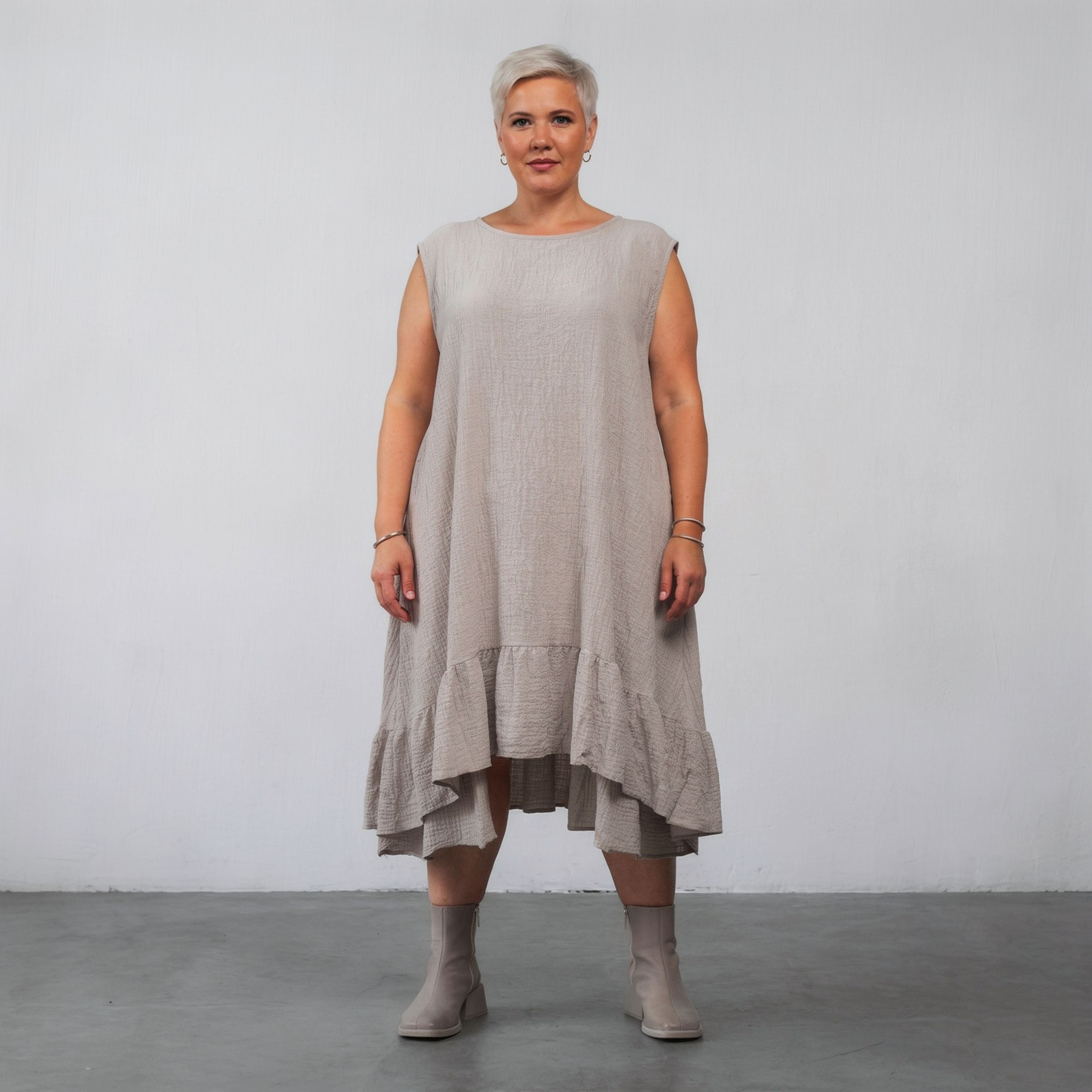 AKH Fashion 7023 Dress, Beige