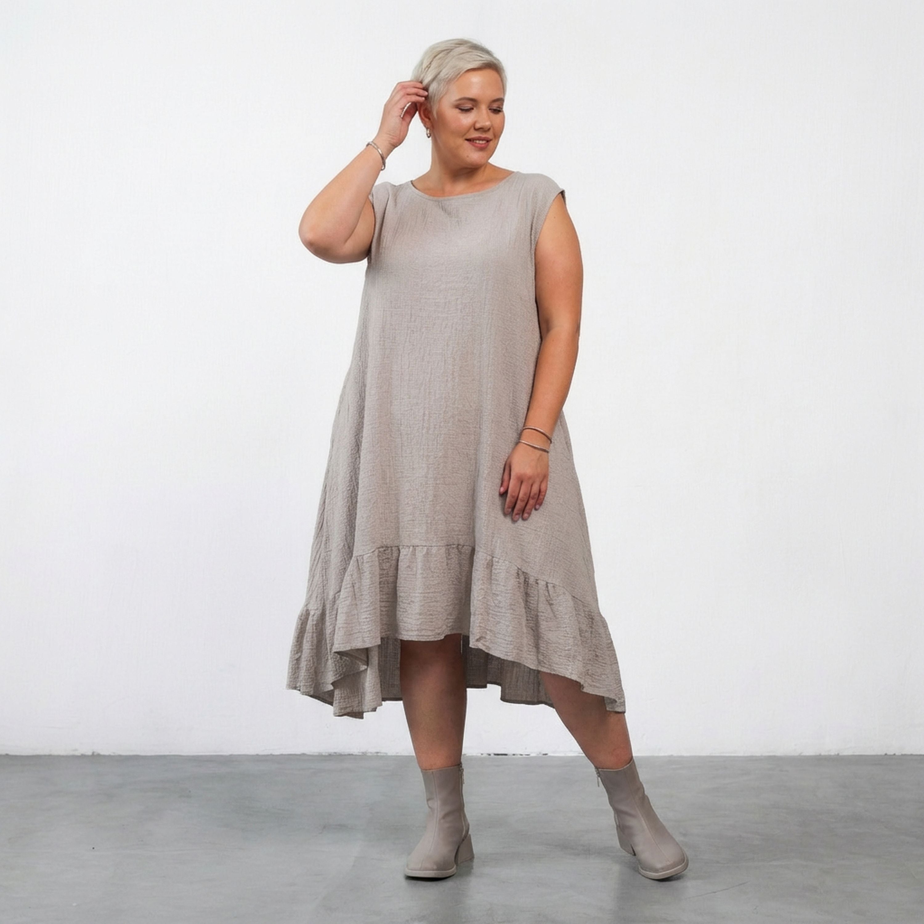 AKH Fashion 7023 Dress, Beige