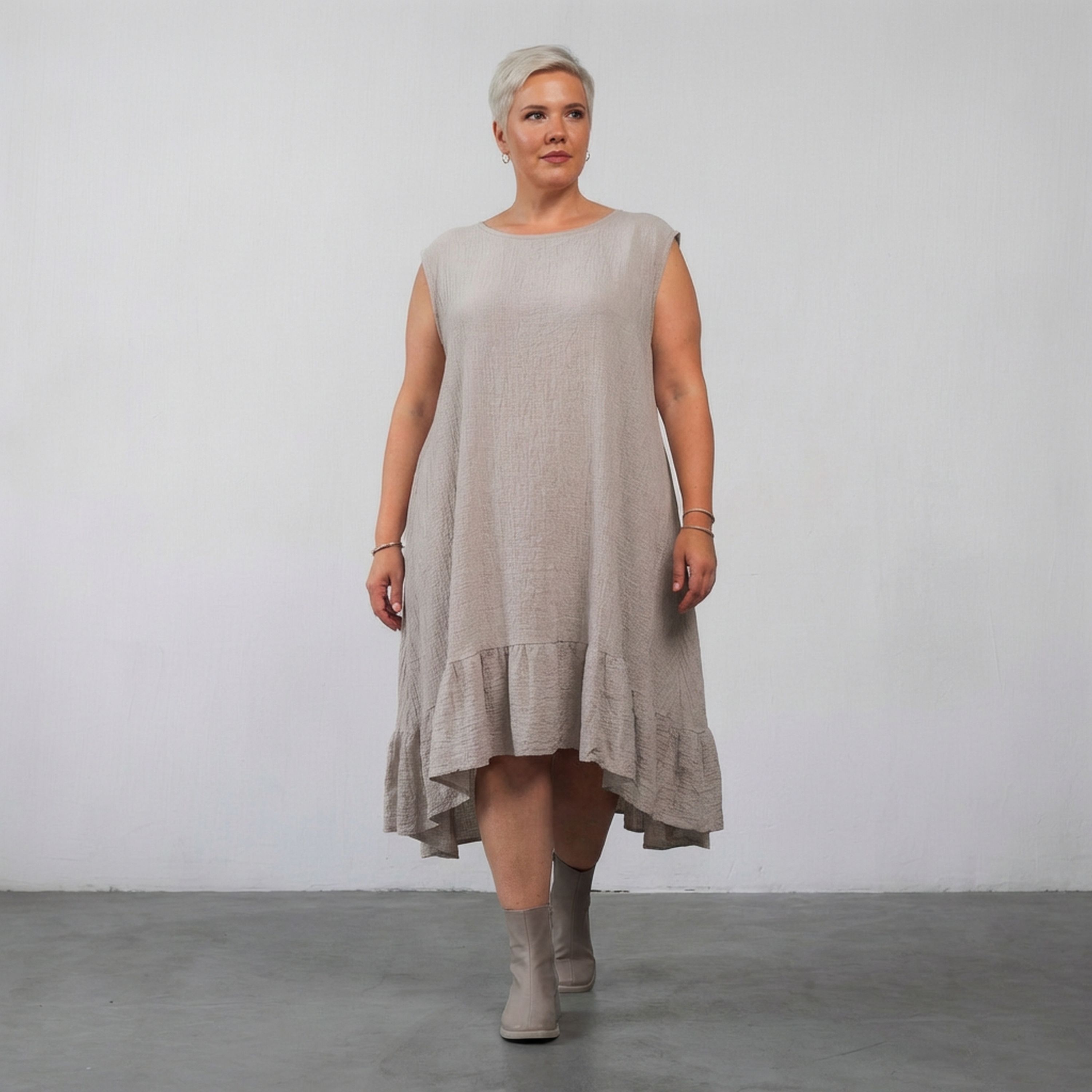 AKH Fashion 7023 Dress, Beige