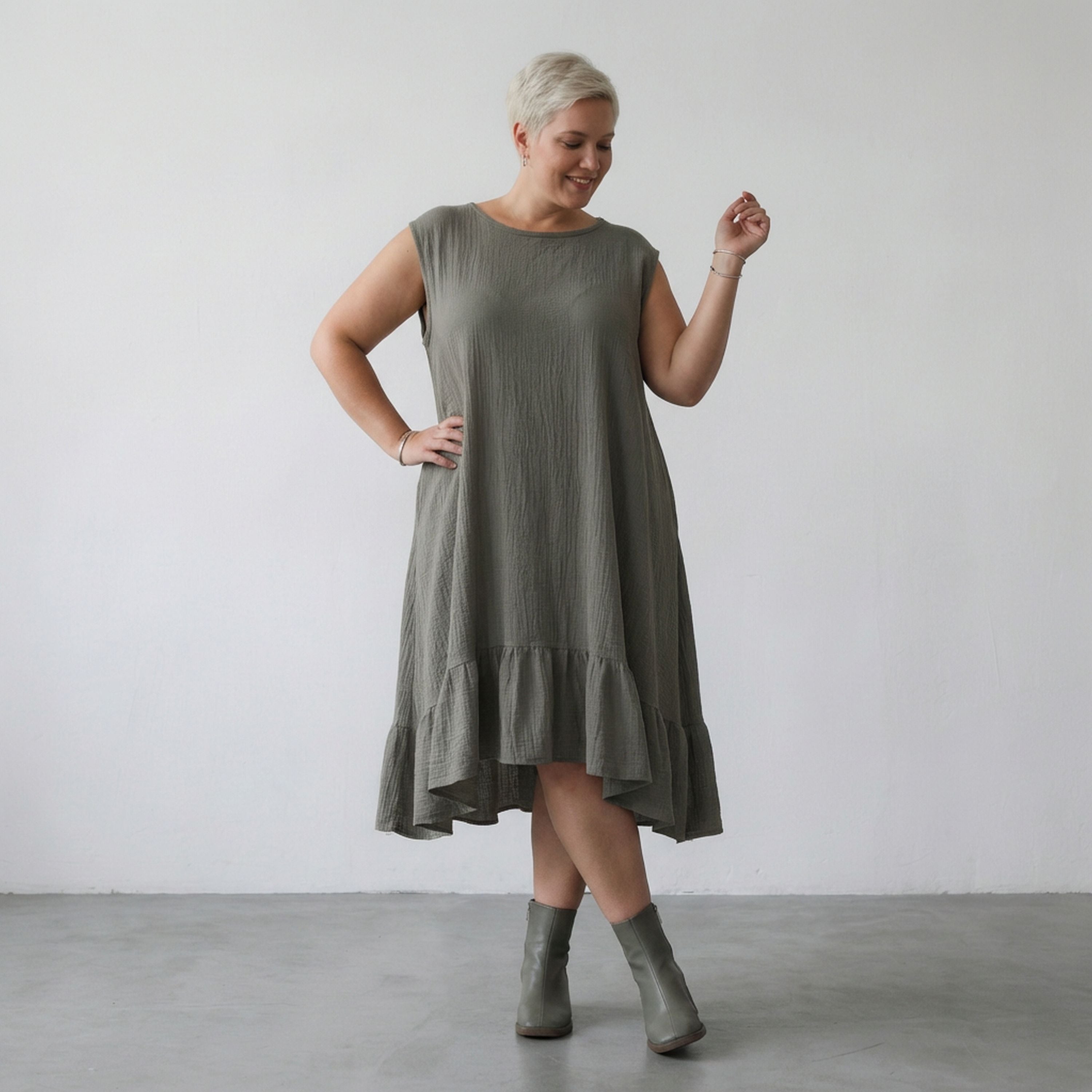 AKH Fashion 7023 Dress, Khaki