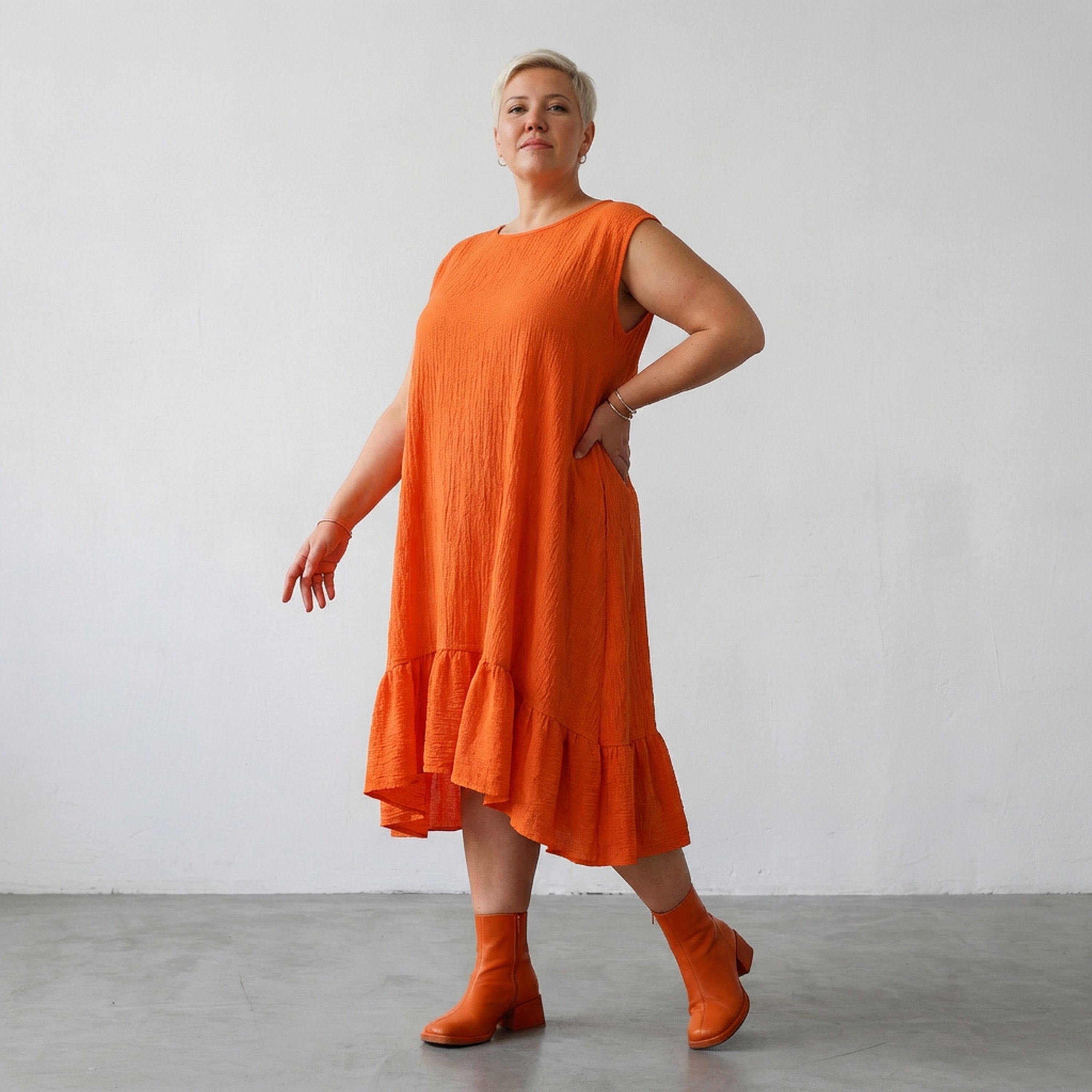 AKH Fashion 7023 Dress, Orange