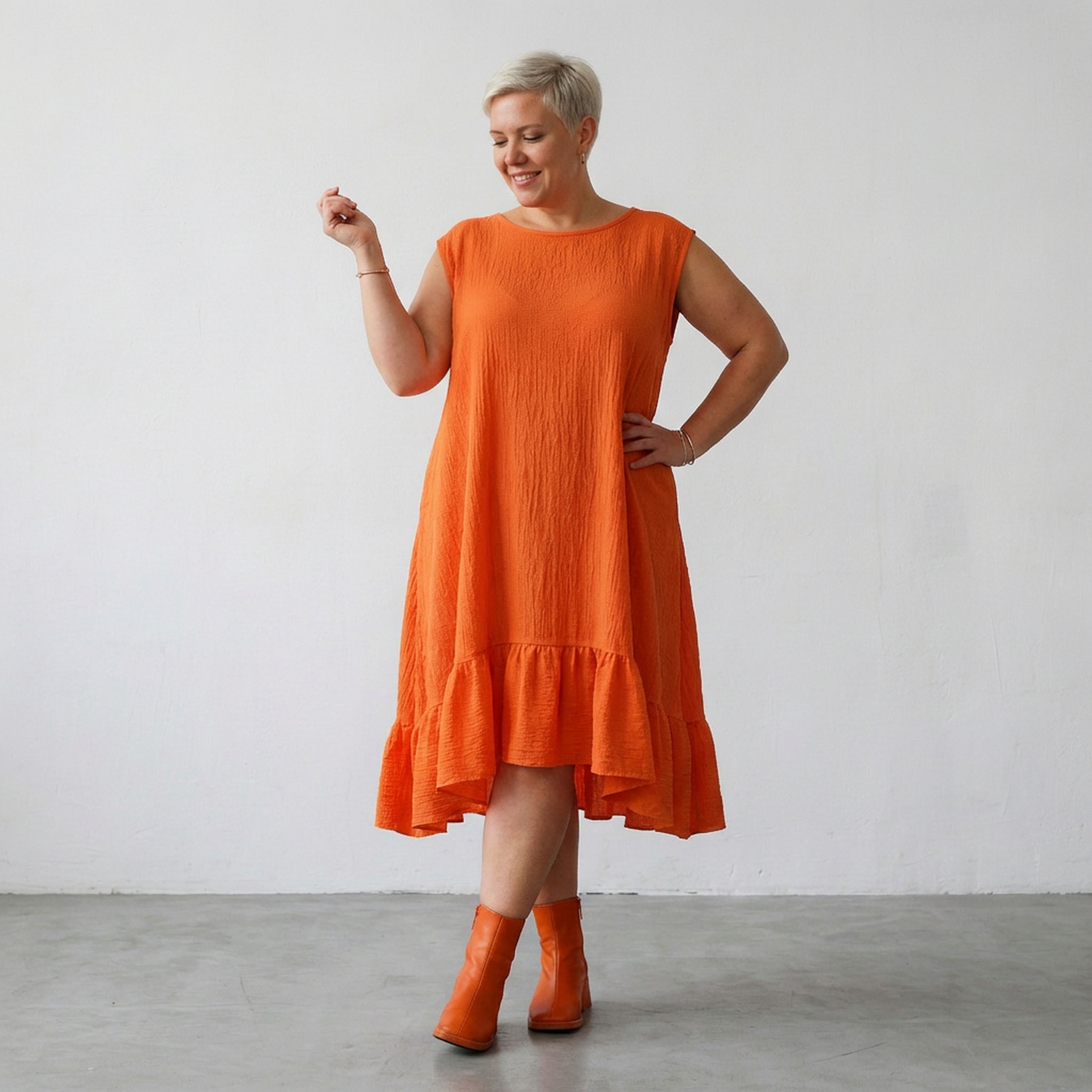 AKH Fashion 7023 Dress, Orange