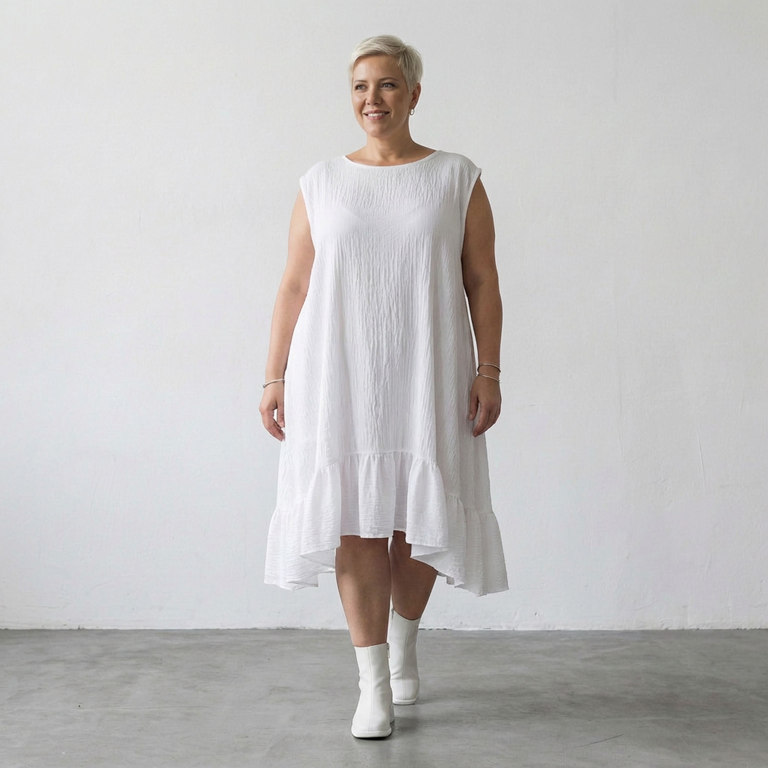 AKH Fashion 7023 Dress, White