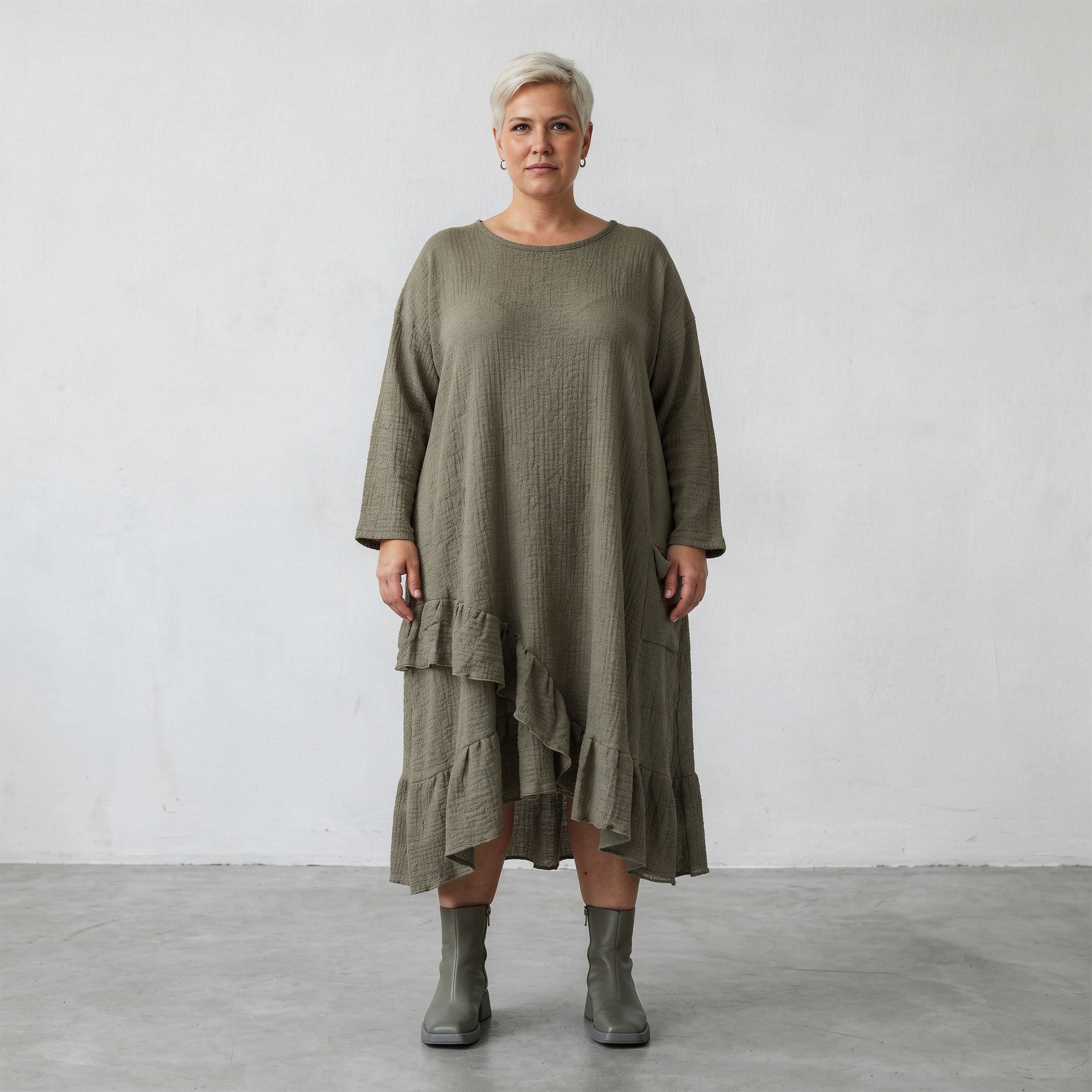 AKH Fashion 7024 Dress, Khaki
