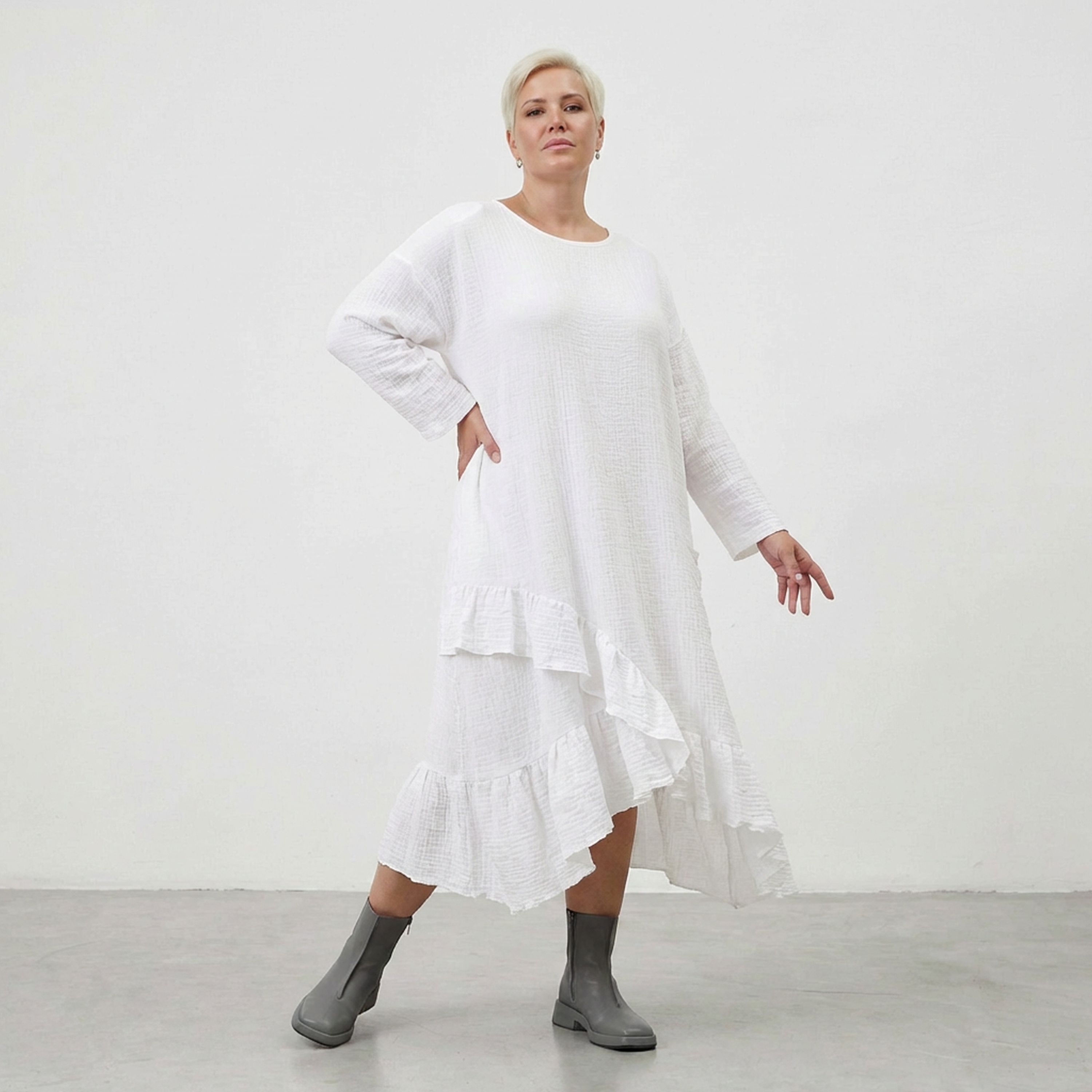 AKH Fashion 7024 Dress, White