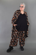 AKH Fashion · Hose · Jacquelle · 7074 · Schwarz/Cognac/Weiß