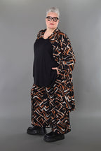 AKH Fashion · Hose · Jacquelle · 7074 · Schwarz/Cognac/Weiß