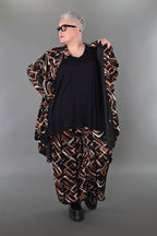 AKH Fashion · Hose · Jacquelle · 7074 · Schwarz/Cognac/Weiß