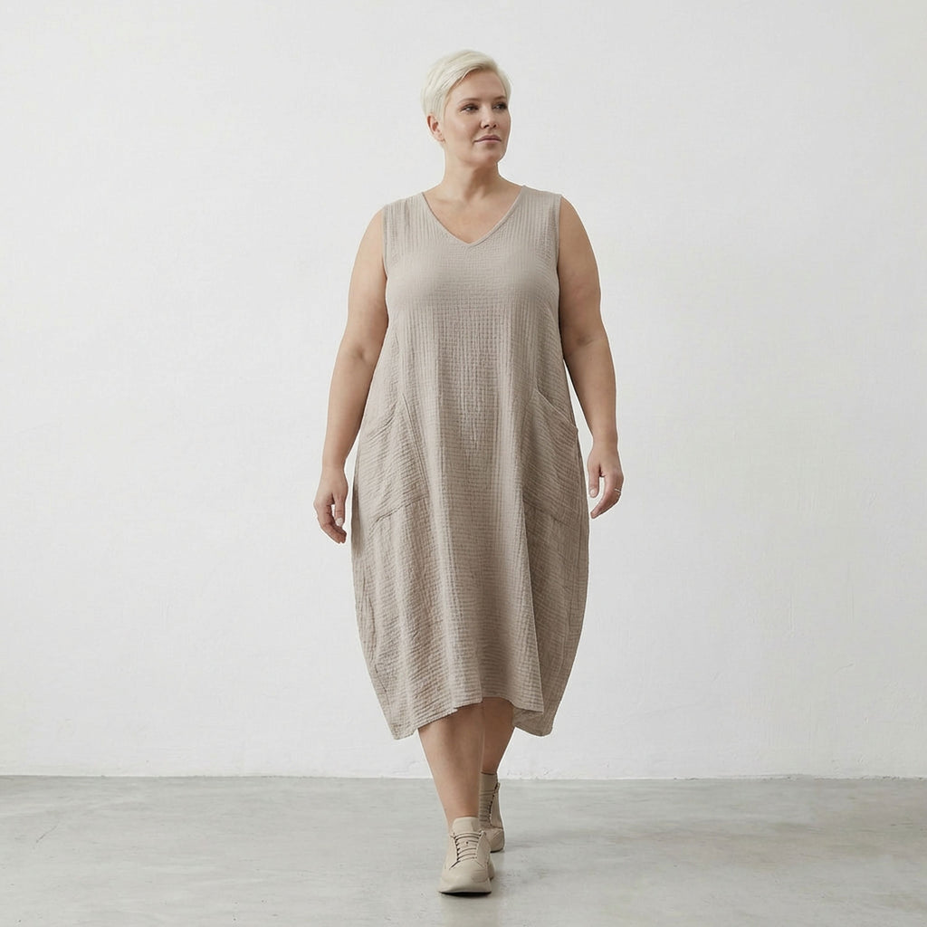 AKH Fashion 7118 Dress, Beige