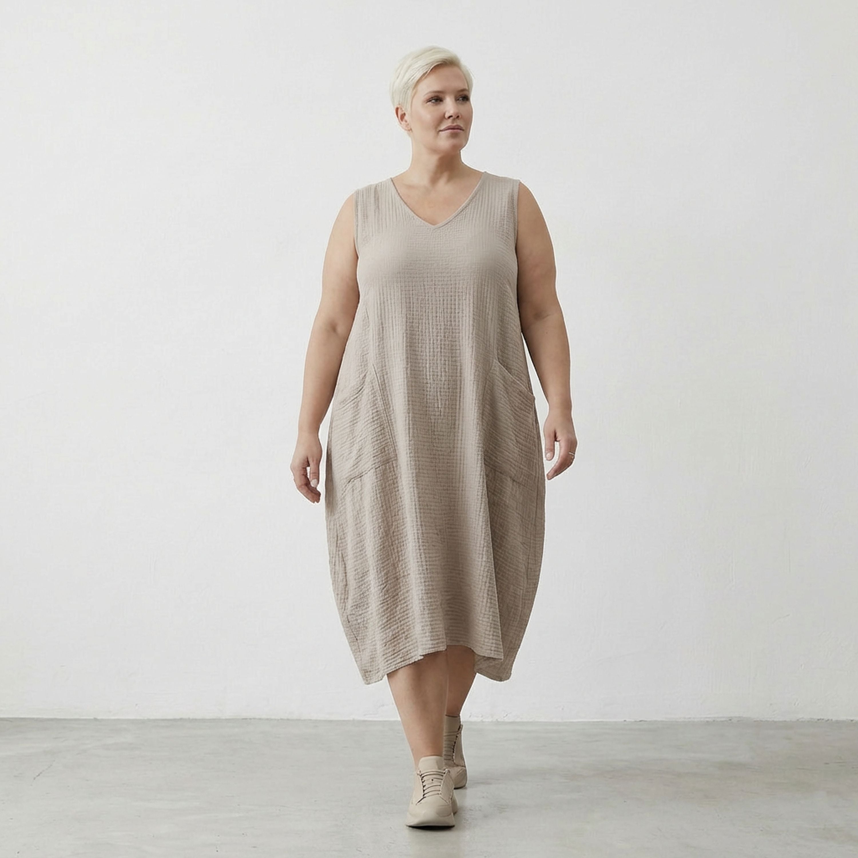 AKH Fashion 7118 Dress, Beige