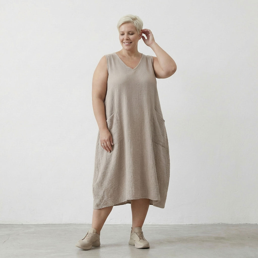 AKH Fashion 7118 Dress, Beige