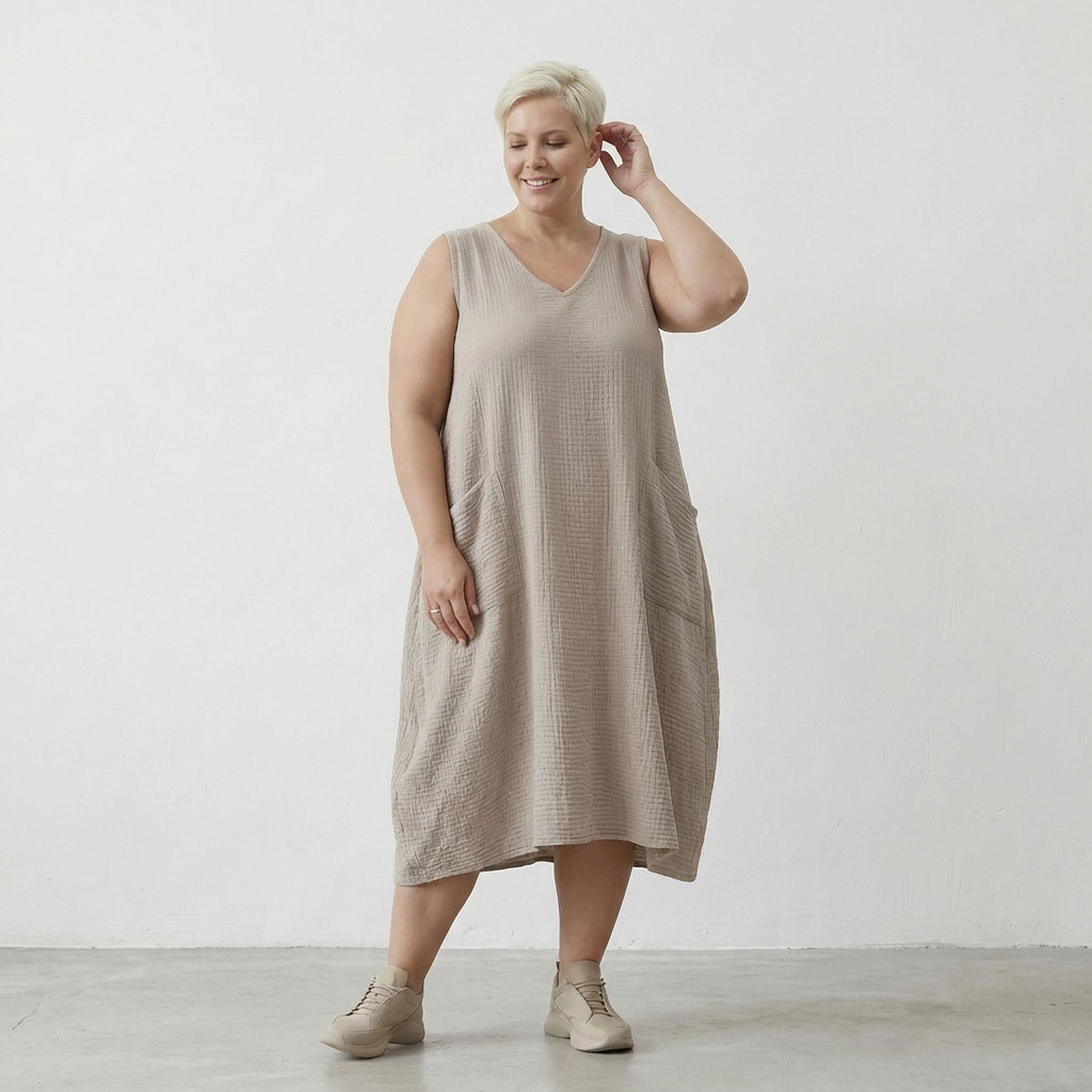 AKH Fashion 7118 Dress, Beige