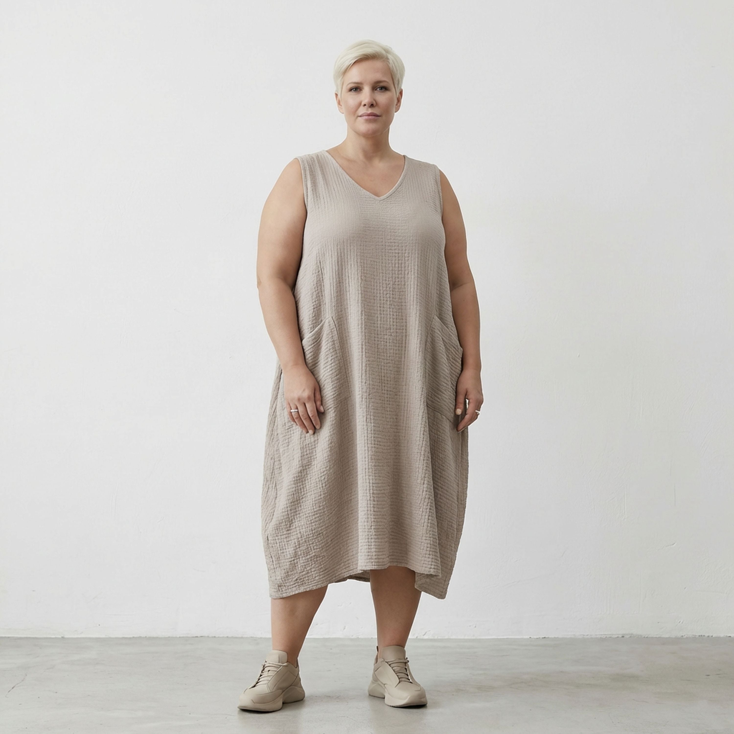 AKH Fashion 7118 Dress, Beige