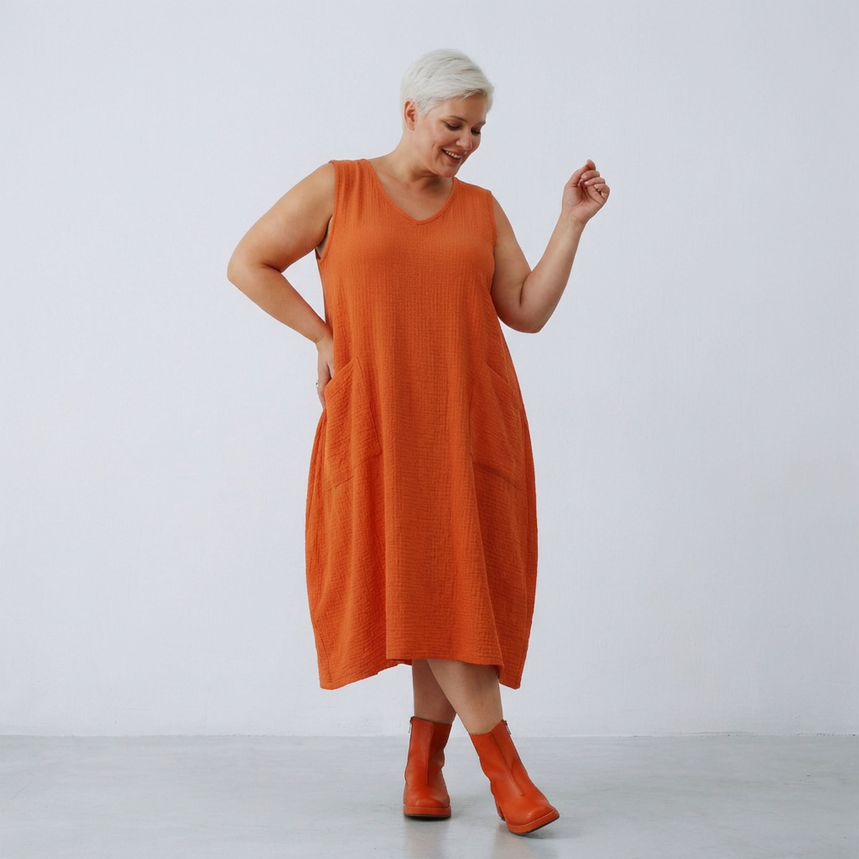 AKH Fashion 7118 Dress, Orange