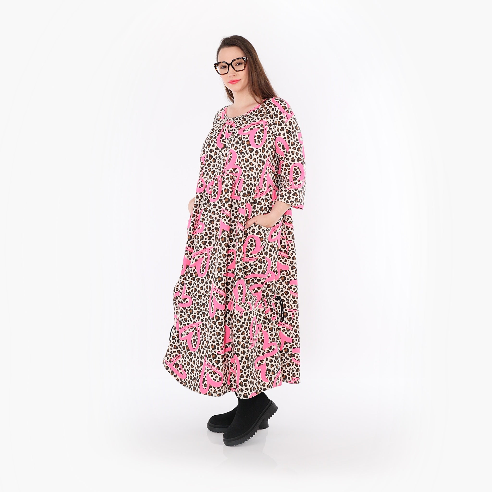 AKH Fashion · Kleid · Rihanna · 7122 · Beige/Braun/Fuchsia