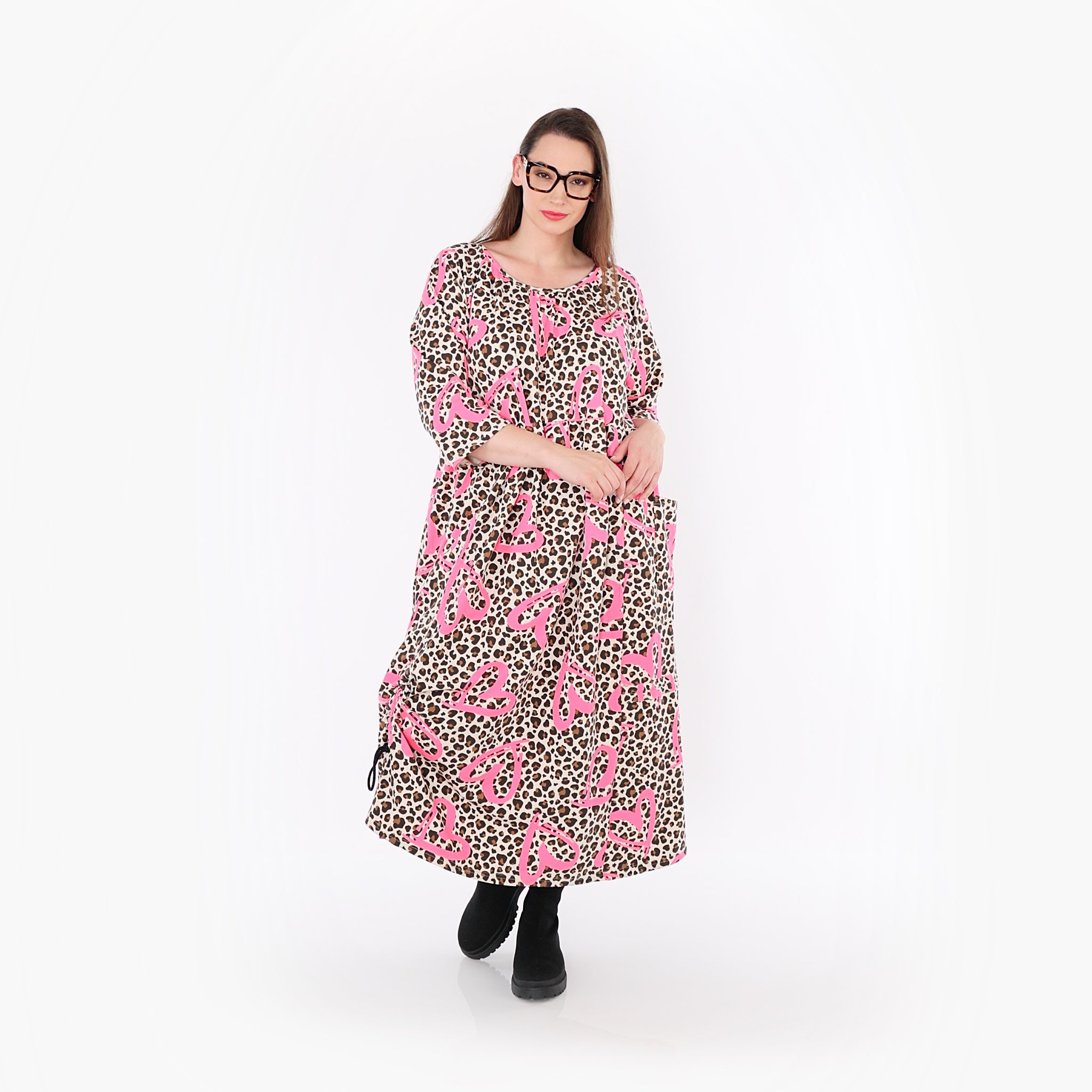 AKH Fashion · Kleid · Rihanna · 7122 · Beige/Braun/Fuchsia