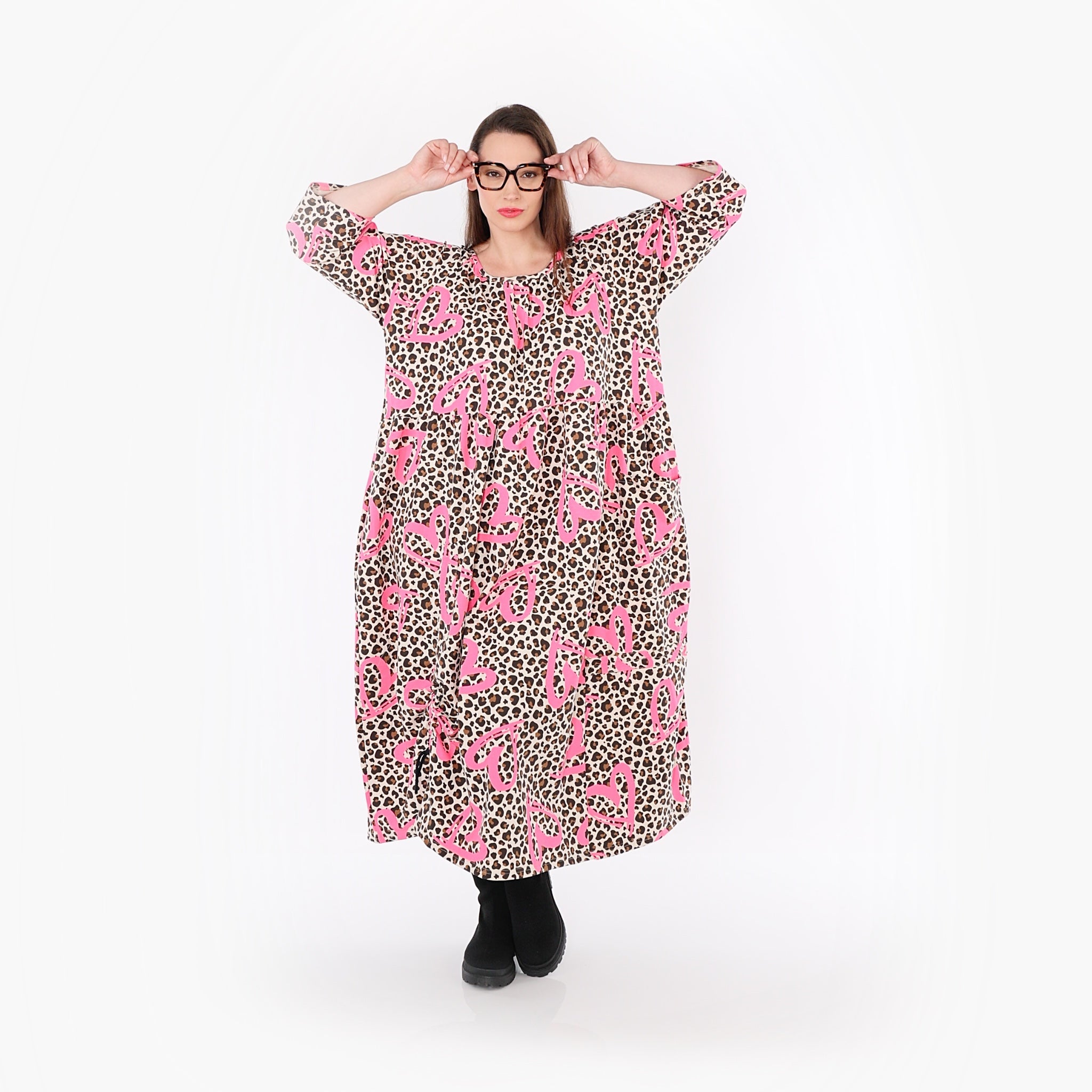 AKH Fashion · Kleid · Rihanna · 7122 · Beige/Braun/Fuchsia