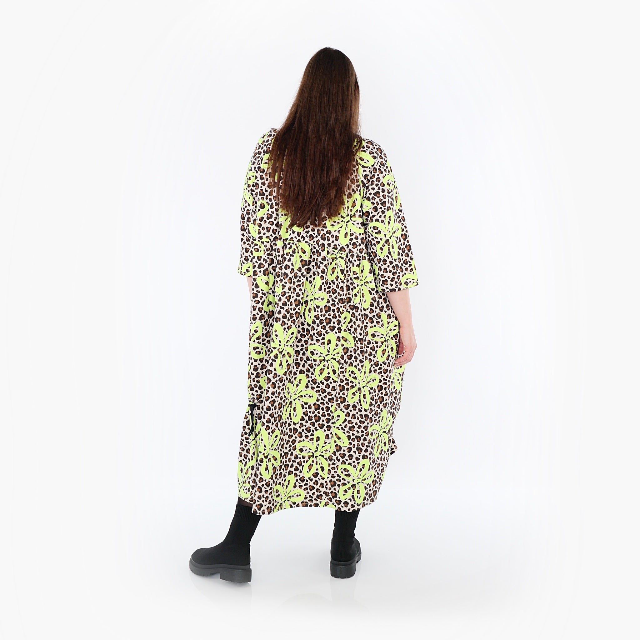 AKH Fashion Dress 7122 Francesca, Beige/Brown/Neon Green