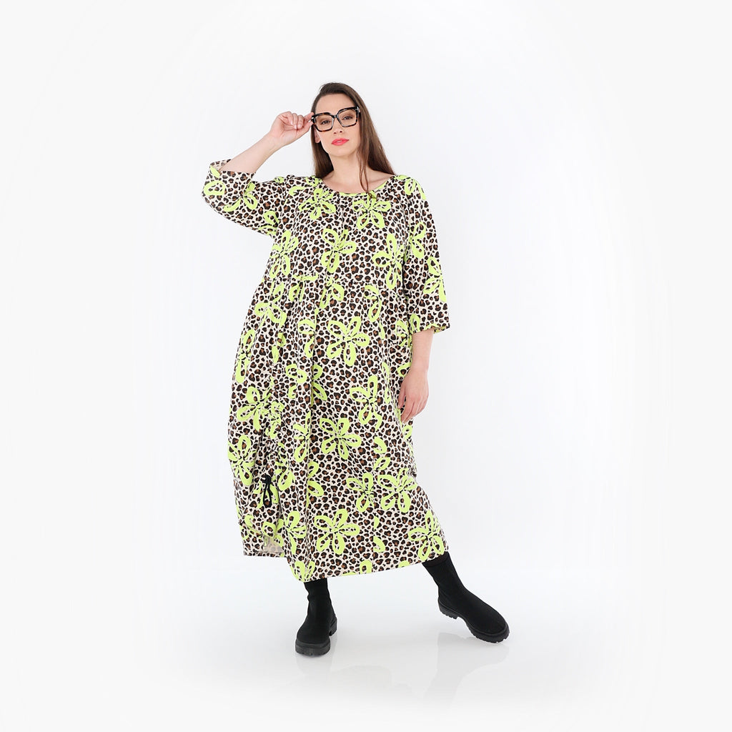 AKH Fashion Dress 7122 Francesca, Beige/Brown/Neon Green